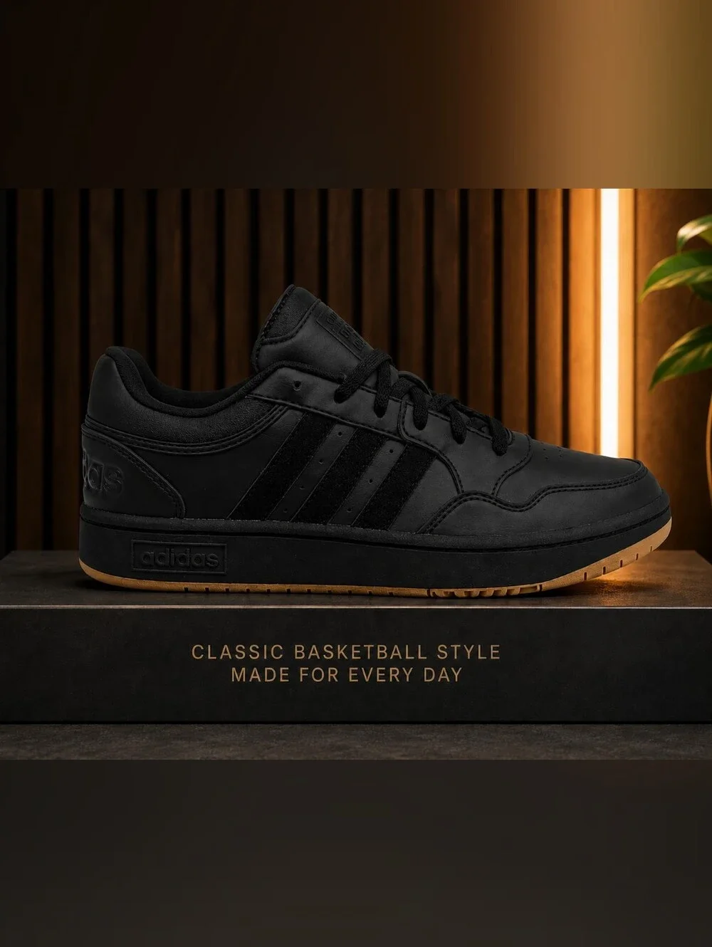 adidas Hoops Classic J – Core Black/Gum (KI6420) Youth Size 6.5 / Women's Size 7